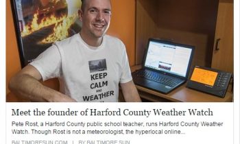 Congrats To Our Partner Pete Rost and Harford County Weather Watch