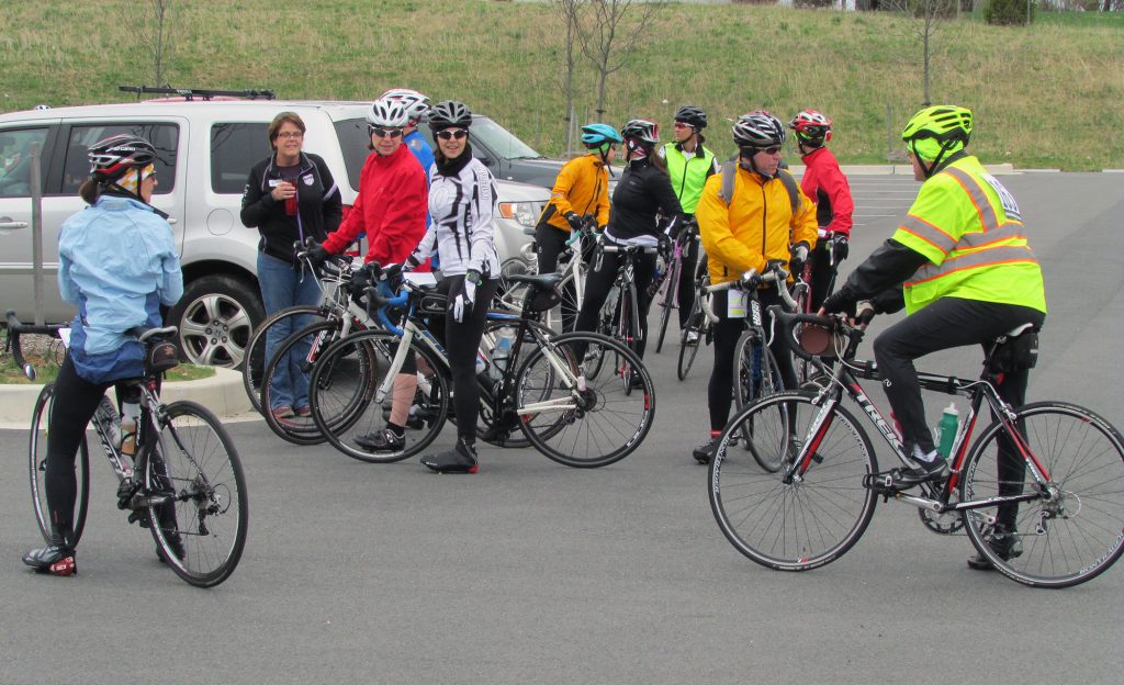 Bikers in The Arc NCR Harford Hills Ride 2015- Cyclists get ready to start the ride in the 2015 Harford Hills Bike Adventure.