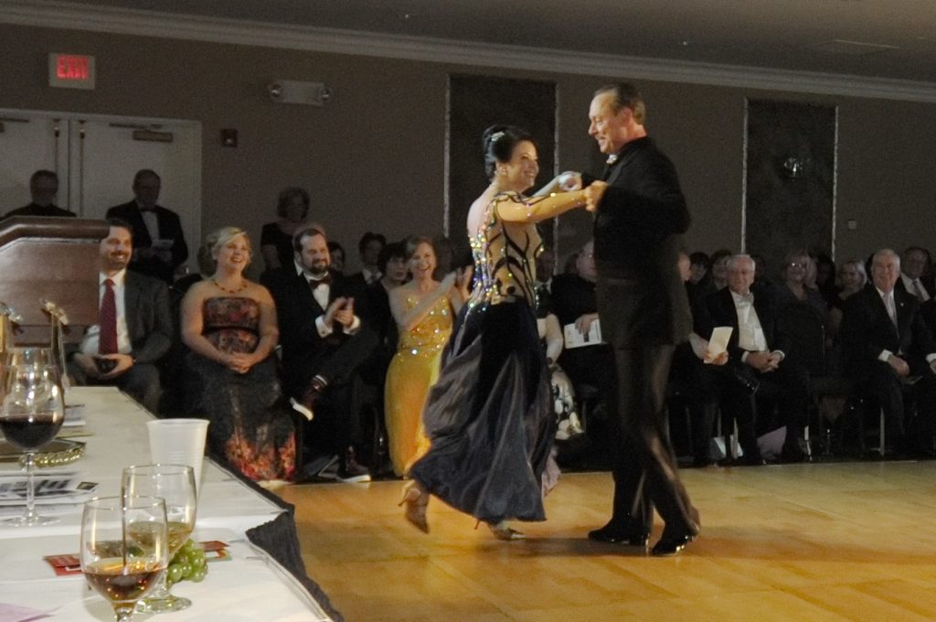 “Celebrity” dancer Mary Ann Bogarty of Harford Bank shows off her moves in the 2014 Dancing for the Arts amateur ballroom competition.