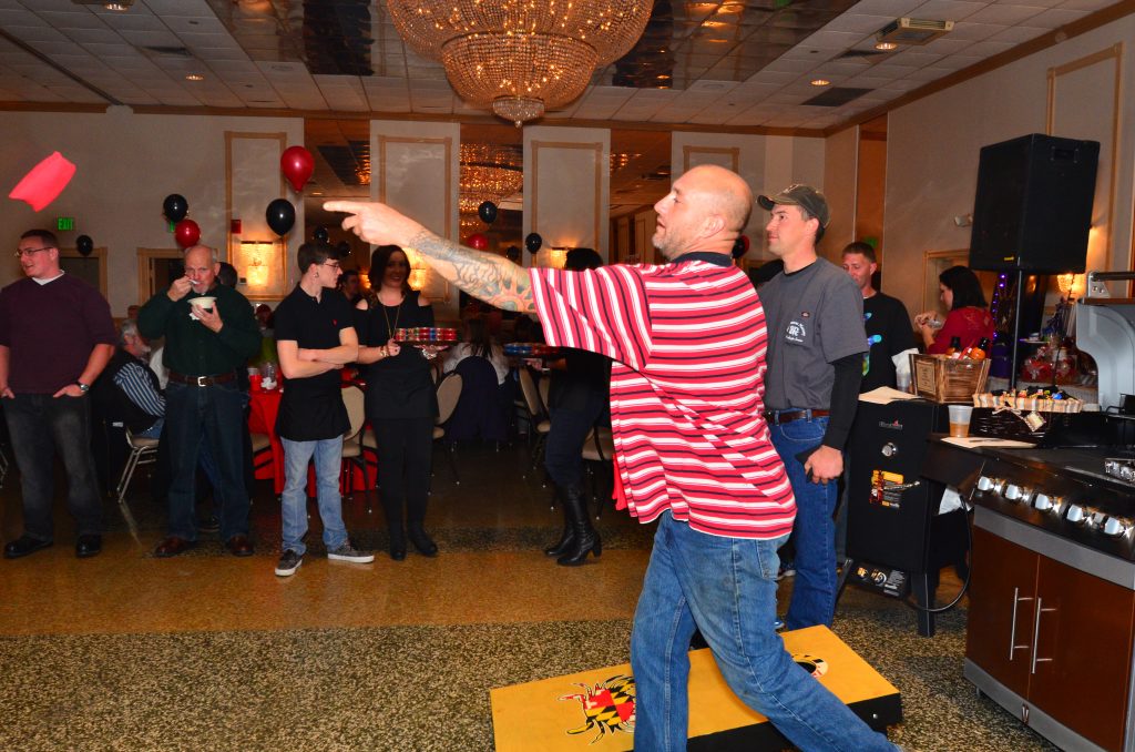 Cornhole game in the middle of the dance floor was a hit. Photo courtesy of Howard Smith.