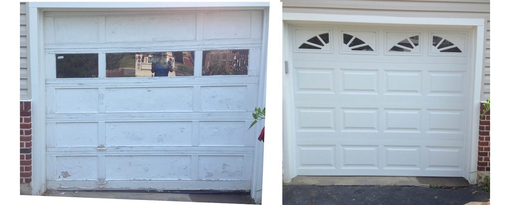 Carl’s Door Service transformed the garage of the 2015 Messiest Garage Contest winner. The old peeling garage door was replaced in just a few hours with this sleek new model.