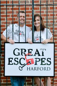 Harford County residents Chris and Katie Cole are ready to open their doors and lock you in.  The couple own Great Escapes Harford, the area’s first escape room game venue, and will operate the business with their children.  Great Escapes Harford opens this month at 2108 Emmorton Road in Bel Air. Photos by Stacey Young, SKY Photography