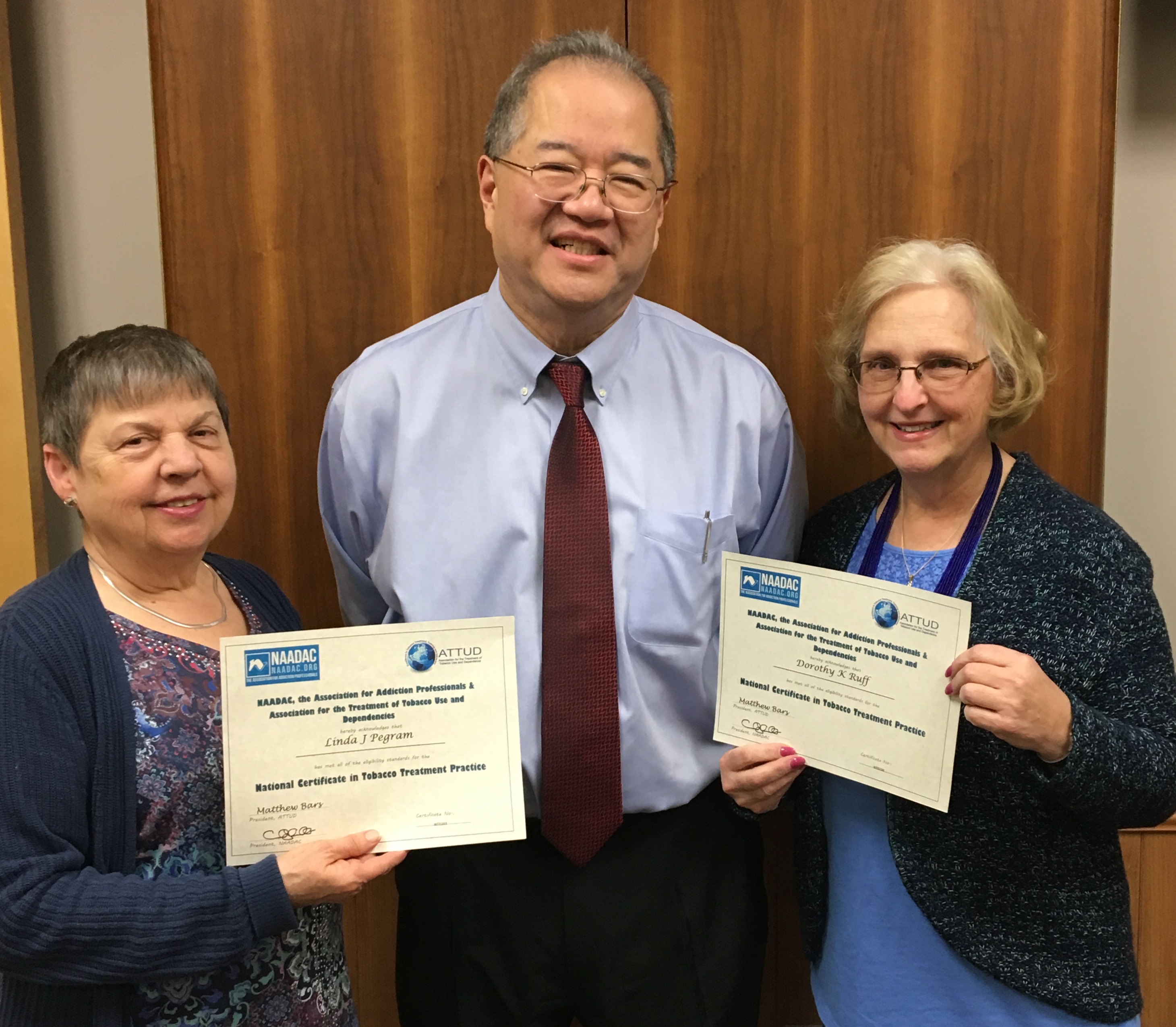 Pictured: Linda Pegram, Health Officer Dr. Russell Moy, and Dottie Ruff