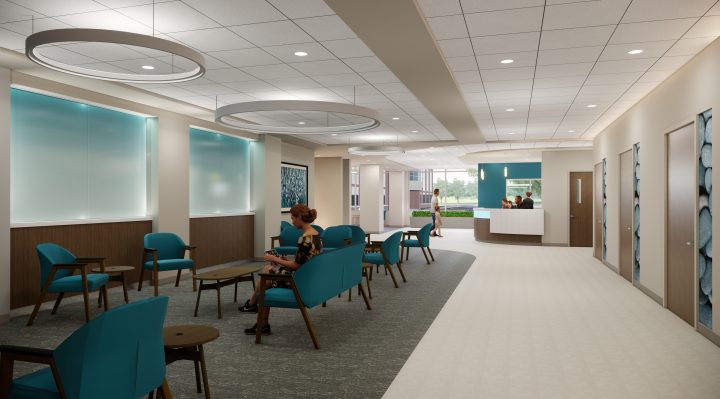 <br><br><br><strong>ED Waiting Area: </strong>The rendering shows the waiting area in the full-service Emergency Department at University of Maryland Upper Chesapeake Medical Center – Aberdeen. The ED will be more than twice the square footage as the one currently at UM Harford Memorial Hospital. (Courtesy of Erdman)