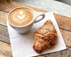 latte and croissant